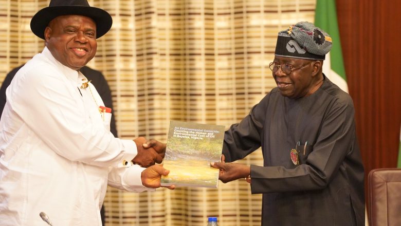 Gov Diri raises the alarm on the extreme pollution of Niger Delta, presents Environmental Report To President Tinubu  *Says Non Completion of East West Road unacceptable